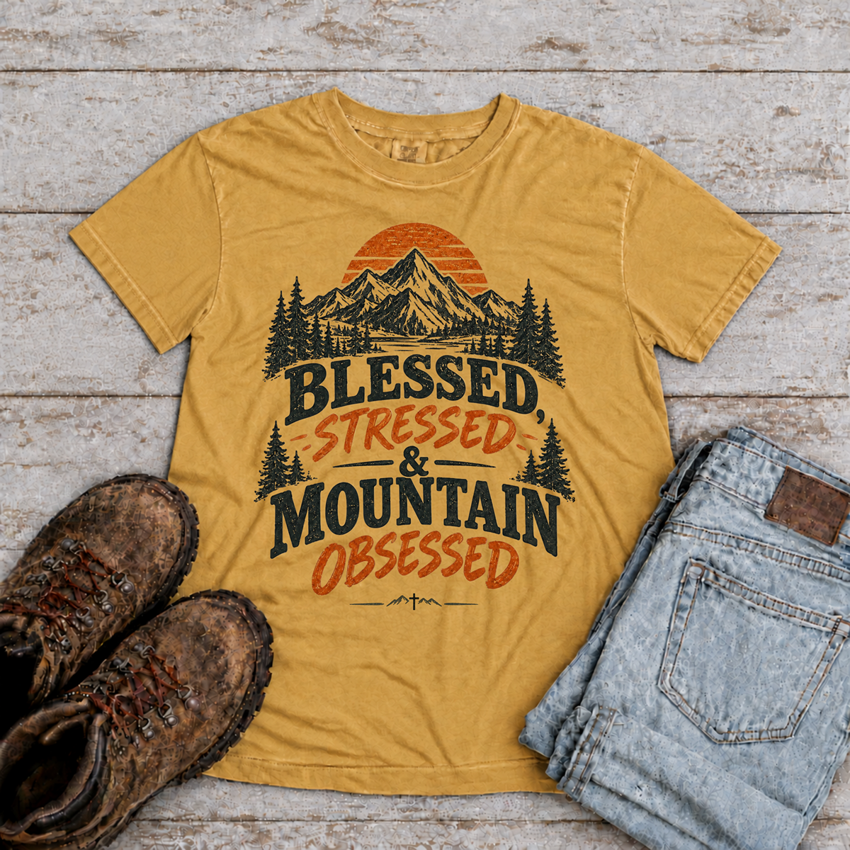 "Blessed. Stressed, Mountain Obsessed" T-Shirt