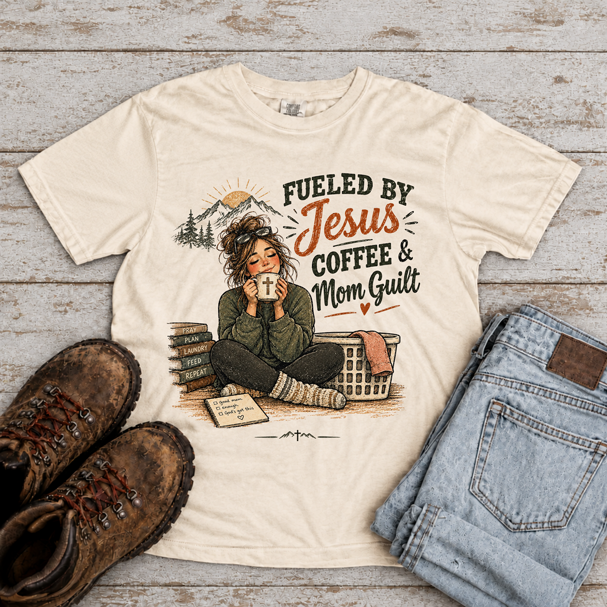 Copy of "Fueled by Jesus, Coffee, Mom Guilt" T-Shirt