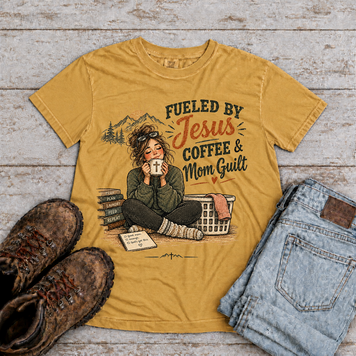 Copy of "Fueled by Jesus, Coffee, Mom Guilt" T-Shirt