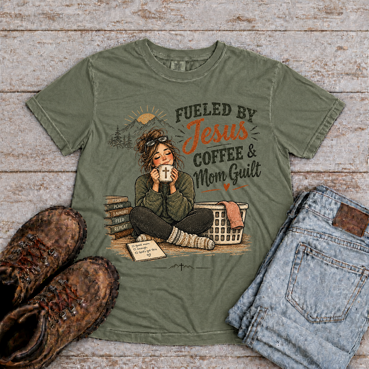Copy of "Fueled by Jesus, Coffee, Mom Guilt" T-Shirt